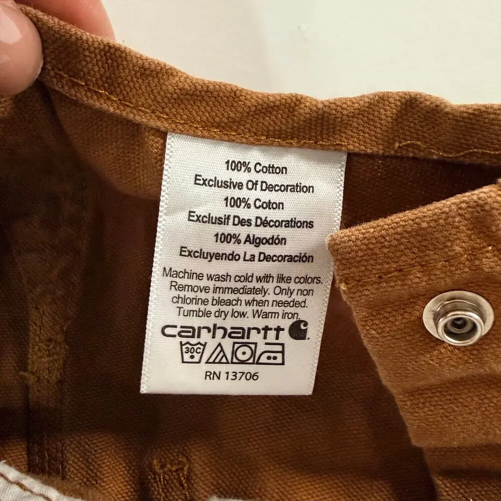 Carhartt Infant Canvas Bib Overalls 6-9 months Adjustable Straps Brown *flaw